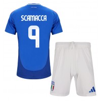 Italien Gianluca Scamacca #9 Fußballbekleidung Heimtrikot Kinder EM 2024 Kurzarm (+ kurze hosen)